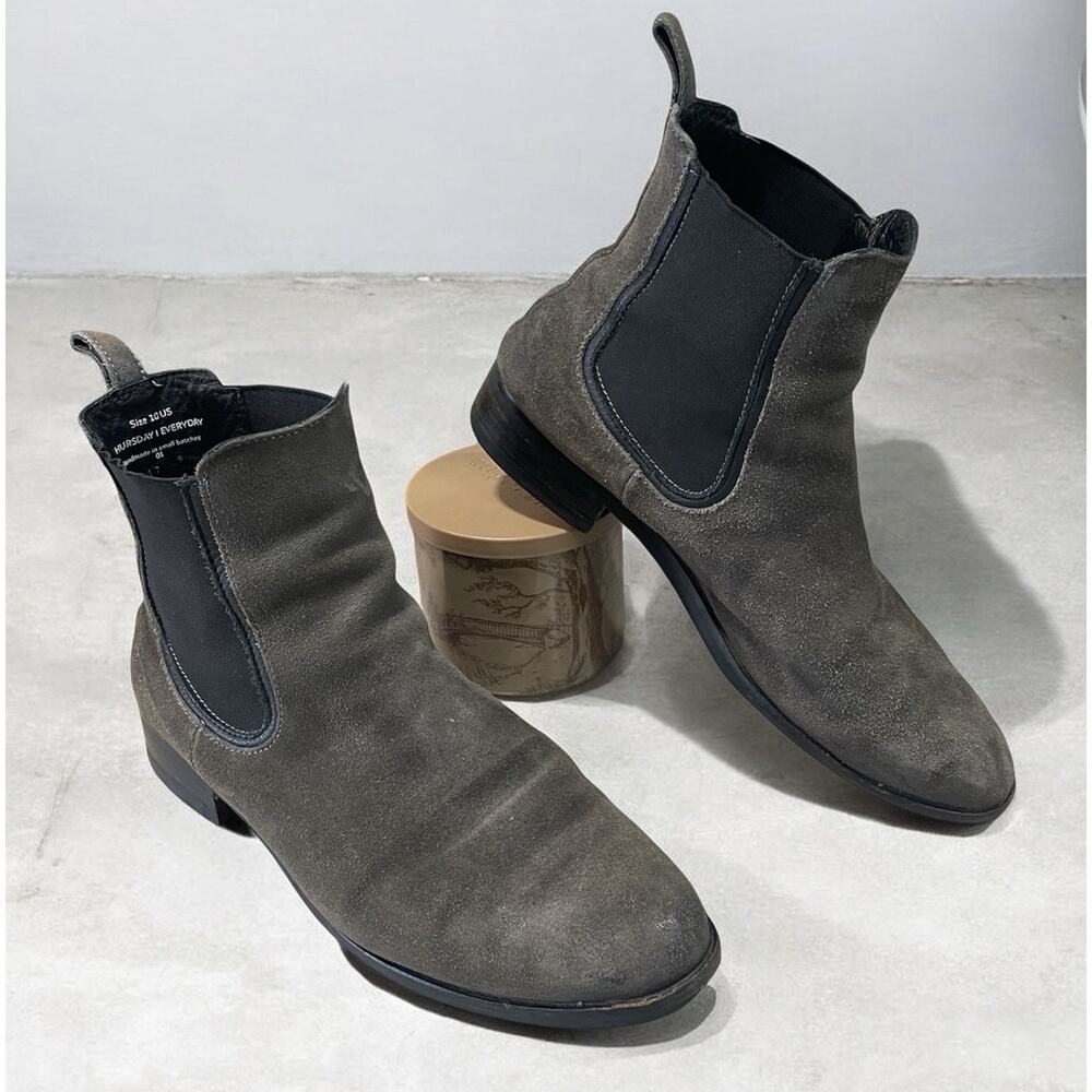 Thursday Boot Co Chelsea Ankle Boots Women’s Size 10 Green/Brown Sued Leather